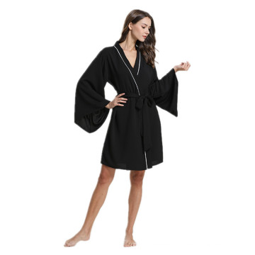 Long Sleeve Pure Color Sleepwear Designer Women Robe Sexy Bathrobe